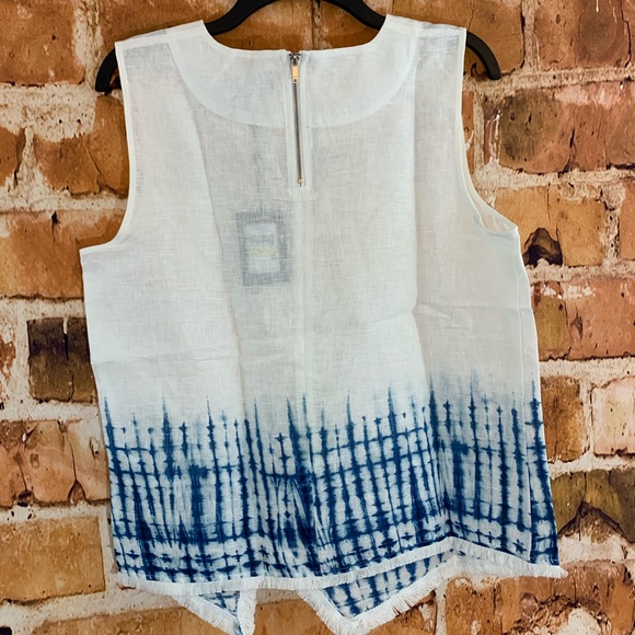 DKNY Printed Fringed Hem Asymmetrical Top - Picture 5 of 7